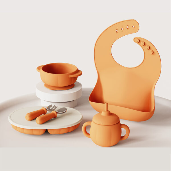 New Silicone Baby Feeding Set Pumpkin Design 1